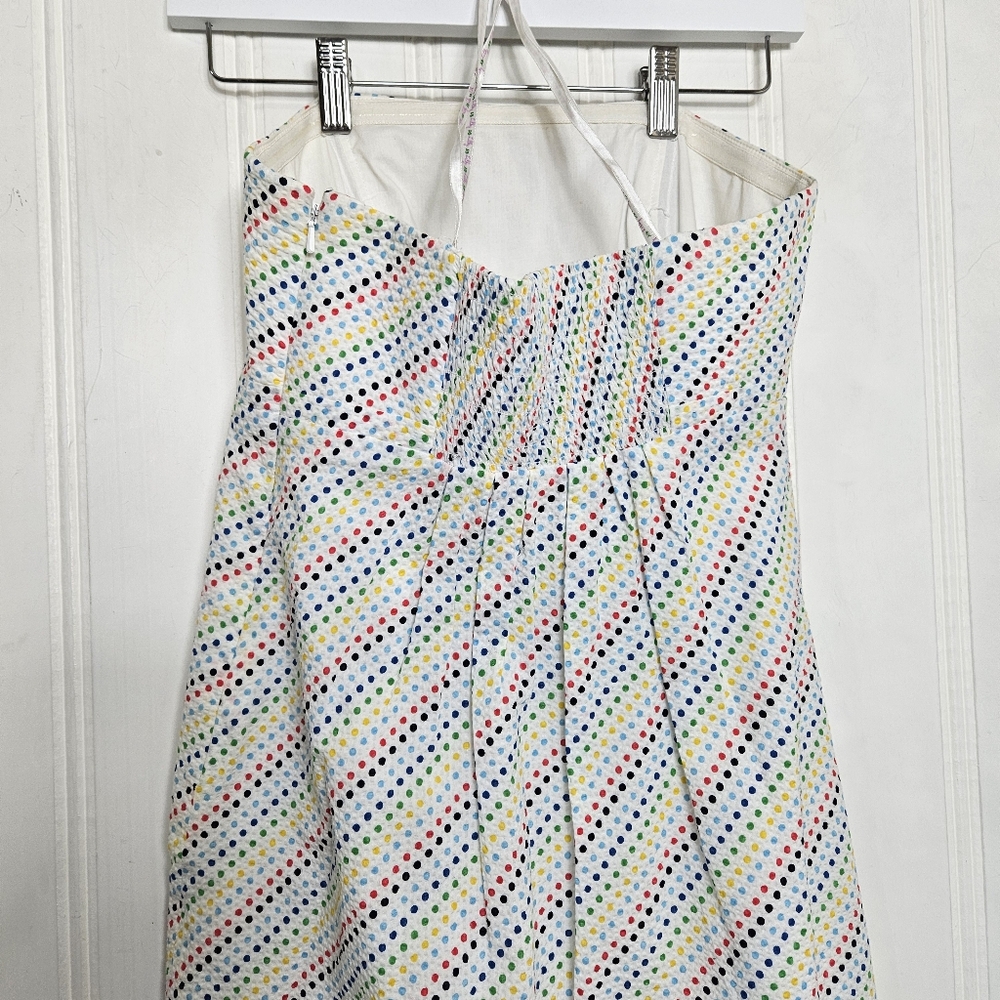 Lilly Pulitzer Dress Sz 4 Strapless Rainbow Polka Dot Ruffles White Cotton Y2K - Picture 7 of 13